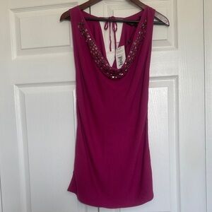 BCBGMaxAzria Fuchsia Embellished Tank Top